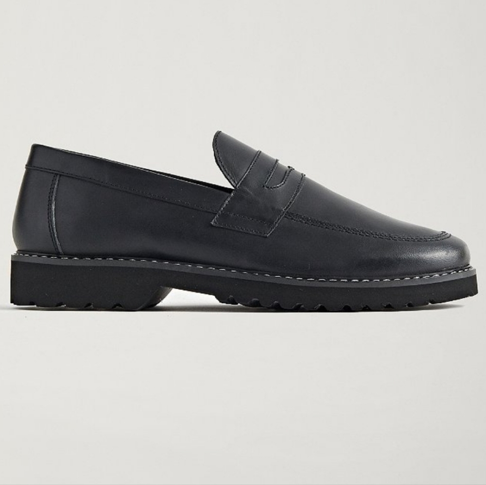 Size 11 eur 44.5 - Uo grey black tassel leather loafer slip on shoes